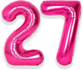 SUWEN 40 Inch Large Hot Pink 27 Balloon Numbers Big Foil Helium Number Balloons 0-9 Jumbo Happy 27th Mylar Birthday Party Decorations for Women 72 Anniversary Party Supplies