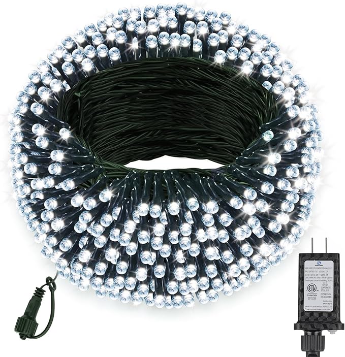33FT Christmas Decorative Mini Lights, 100 LED Green Wire Fairy Starry String Lights Plug in, Timer & Memory & 8 Modes, for Indoor Outdoor Xmas Tree Wedding Party Decoration, Cool White