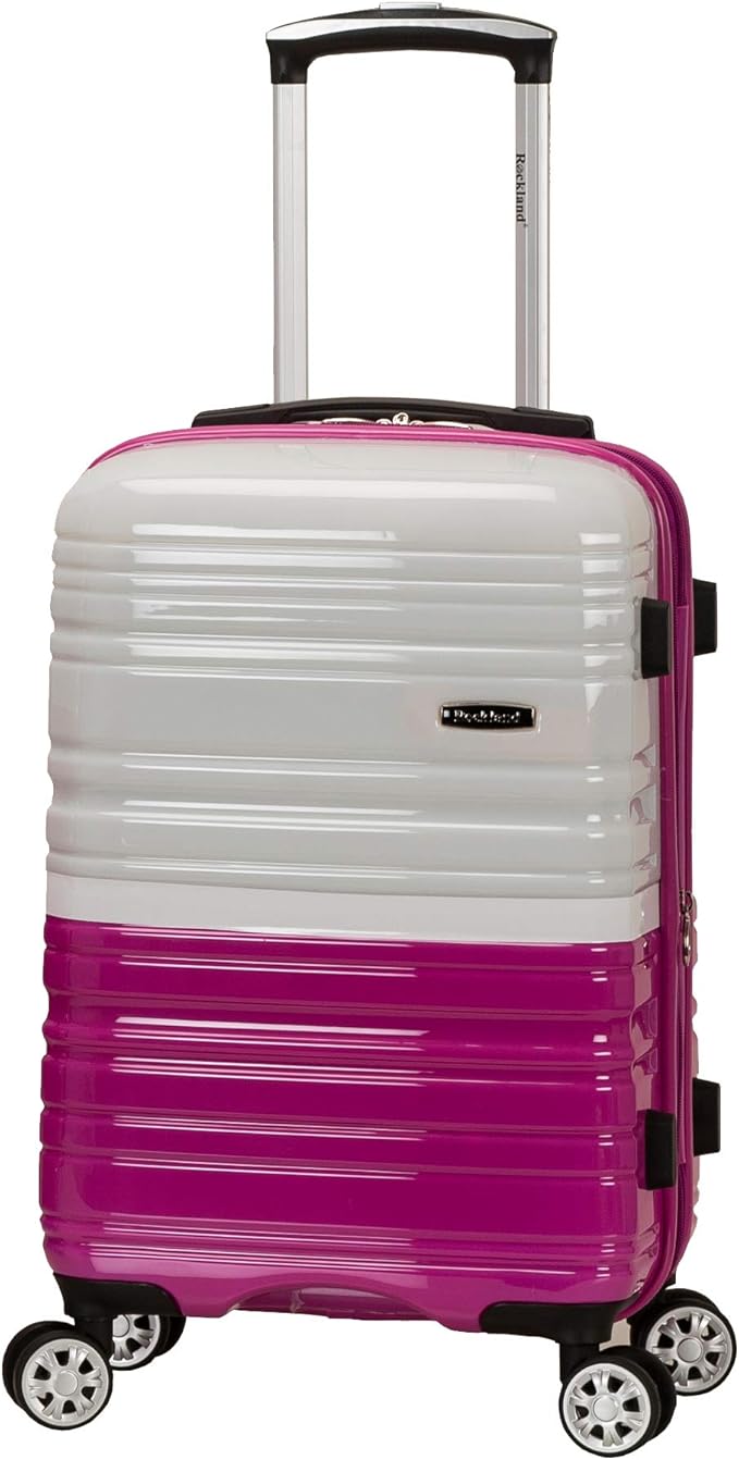 Rockland Melbourne Hardside 2 Piece Expandable Spinner Wheel Luggage Set, (20"/28"), Two Tone White