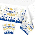 3 Pack Plastic Graduation Tablecloth, Graduation Decorations 2026 Disposable Rectangle Blue White Table Cover, 2026 Gongrats Grad Table Cloths for Graduation Party Decorations, 54x108Inch