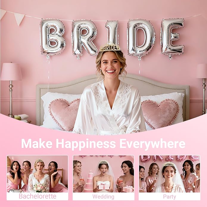 3Pcs Bride to Be Sash with Crown and Veil for Bachelorette Party Decorations，Bridal Shower Accessories for Gift, Favors