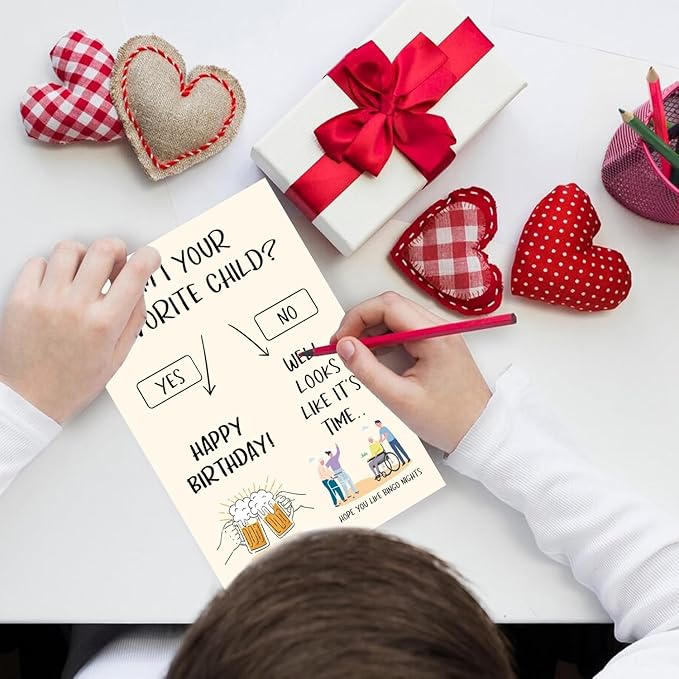 Funny Birthday Card for Dad Mom, Hilarious Dad Mom Birthday Card&Gift from Son Daughter Child Kids, Sibling Rivalry Birthday Card for Daddy Mommy Parent