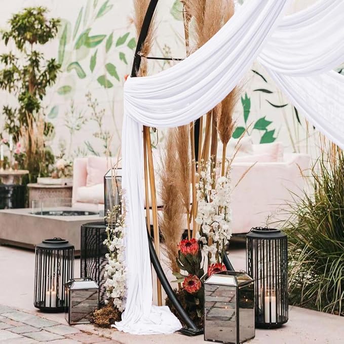White Wedding Arch Draping Fabric 30'' x 18FT Sheer Chiffon Arch Drape Backdrop 1 Panel Drape for Easter Bridal Shower Baby Shower Photo Booth Church Decor Birthday Party Outdoor Decoration