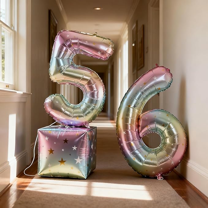 40 Inch Large Foil Helium Number Balloon Birthday Wedding Party 0-9 (Pastel, 9)