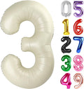Cream Number 3 Balloon 40 Inch, 3rd Birthday Celebration Supplies for Girls Boys Women Men, 3 Balloon for Girls Boys Theme Party