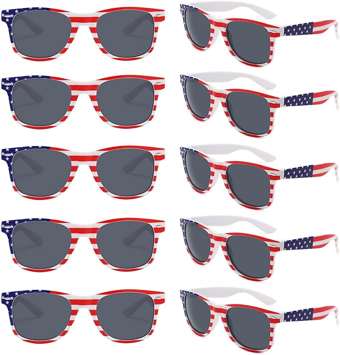 YQVIE Bulk American Flag Sunglasses for Adult Retro Independence Day Glasses UV400 Protection