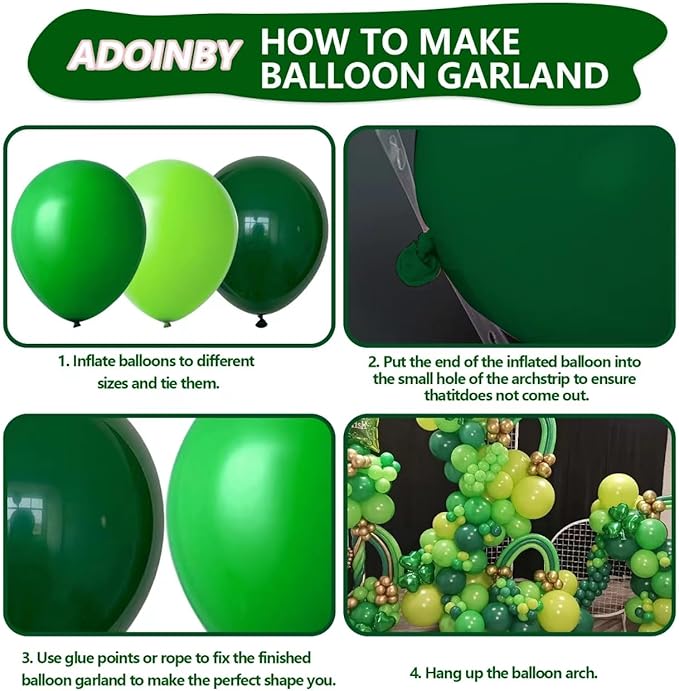 Green Balloons Arch Kit, 139Pcs Green Balloon Garland Kit Lime Green Emerald Dark Green Balloons for Birthday, Baby Shower, Wedding, Jungle Party, Forest Themed, Anniversary Party Decoration