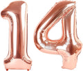 Balloons 14 Number, Large 14th Rose Gold Birthday Decorations for 1 4 14 41, 40 Inch Foil Balloon for Wedding Engagement Photo Shoot Memorial Day's Supplies