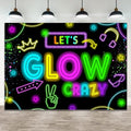 Neon Glow Party Decorations Supplies Backdrop 7x5ft Glow in The Dark Let’s Glow Banner Photography Background Birthday Sleppover Graffiti Splash Paint Black Light Kids Photo Booth