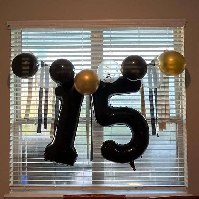 40 Inch Black Number Balloon 1, Large Number Foil Balloons Mylar for Girl Boy Birthday Party Celebration Decorations Supplies, Digital Balloons for Wedding Anniversary Events Decorations
