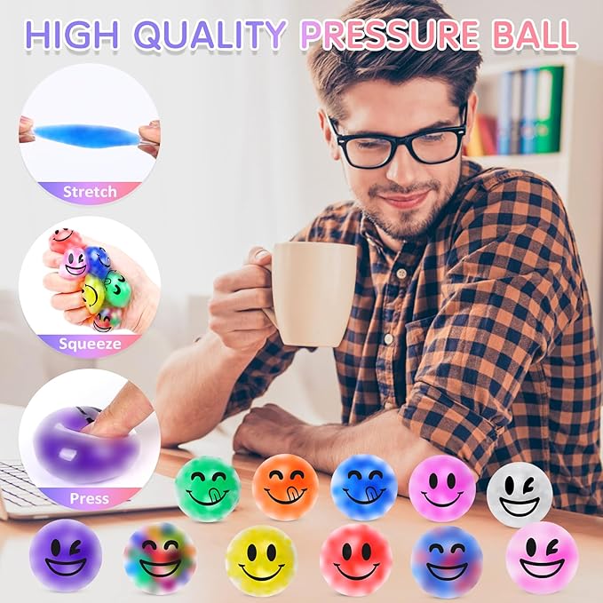 36 Pack Stress Balls, Easter Basket Stuffers, Squishy Ball for Adults, Squeeze Balls to Relax, Anti-Anxiety Fidget Balls for Party Favors, Birthday Gifts, Goodie Bag Stuffers
