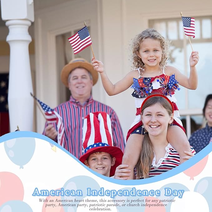 4th of July Headband Independence Day Hair Accessories Patriotic Party Hair Supplies USA Flag Star Design Blue Red Ribbon Stars Hair Decoration Hair Hoop for Women
