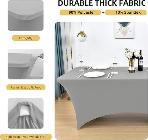109 2-Pack 4ft Spandex Table Covers for Rectangular Folding Tables - Wrinkle Resistant Stretch Tight Table Cloths - Ultimate Fitted Table Protector for Parties, Banquet, and Wedding