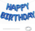 Happy Birthday Balloons Letters Banner, Blue Happy Birthday Bunting Balloon, 16 Inch Self Inflating Birthday Mylar Foil Balloons Banner with Ribbon for Boys Men Birthday Party Decorations Supplies