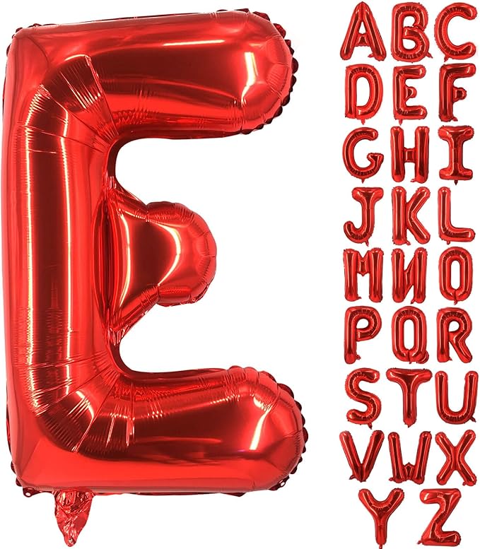 Lovoir 40 Inch Large Red Letter E Balloons Big Size Jumbo Mylar Foil Helium Balloon for Birthday Party Celebration Decorations Alphabet Red E