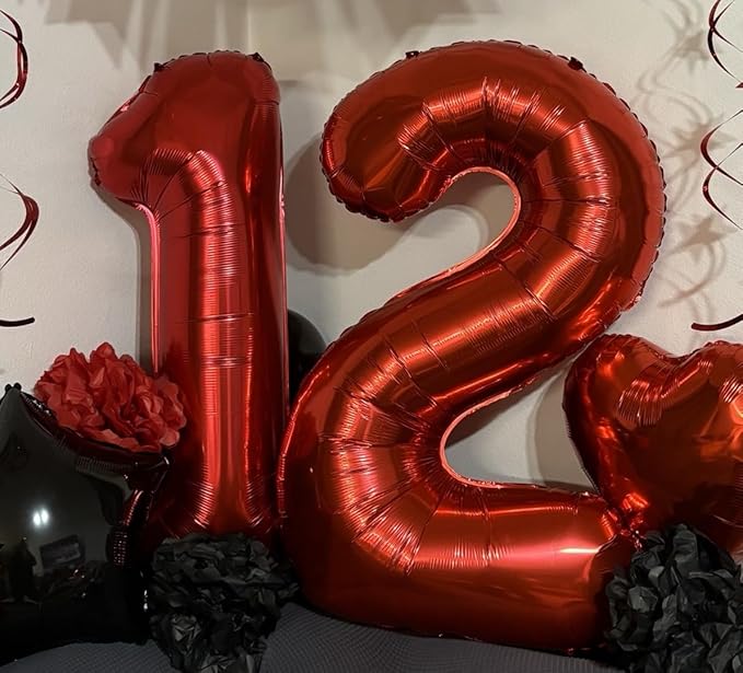 Smlpuame 40 inch Number Balloon 0-9 Red Large Number 3 Balloons,Digital Balloons for Birthday Party Celebration Decorations Supplies, Helium Foil Number Balloons for Wedding Anniversary