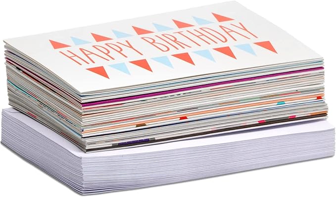 BEST PAPER GREETINGS Birthday Cards - Assorted Birthday Cards Blank Inside - Blank Note & Envelope Pack - 4x6 in, Pack of 36, Multicolor
