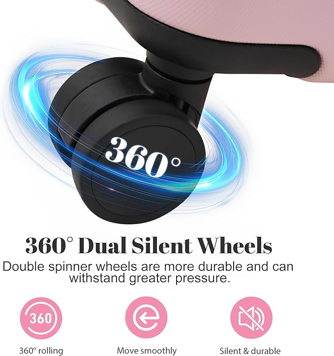 6 Pcs ABS Hardshell Luggage Set Spinner Wheel Suitcase Suitcase Baby Pink