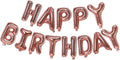 KALOR Rose Gold Happy Birthday Balloons Banner, 16 Inch Mylar Foil Letters Balloon Sign for Birthday Party Decorations Photo Booth Backdrop