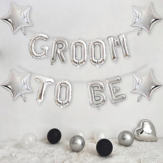 2 Set 18Pcs Silver GROOM TO BE Foil Letter Balloons 16in Party Decorations Supplies