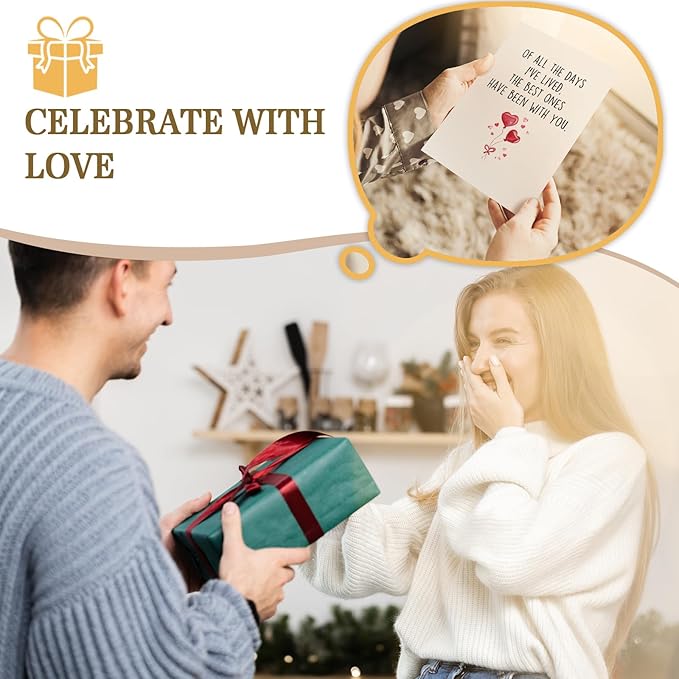 Qiliji Romantic Anniversary Card Gift for Husband Wife, Birthday Card Gift for Boyfriend Girlfriend, Love Cards for Men Women, Valentines Day Cards for Him Her, Of All The Days I've Lived
