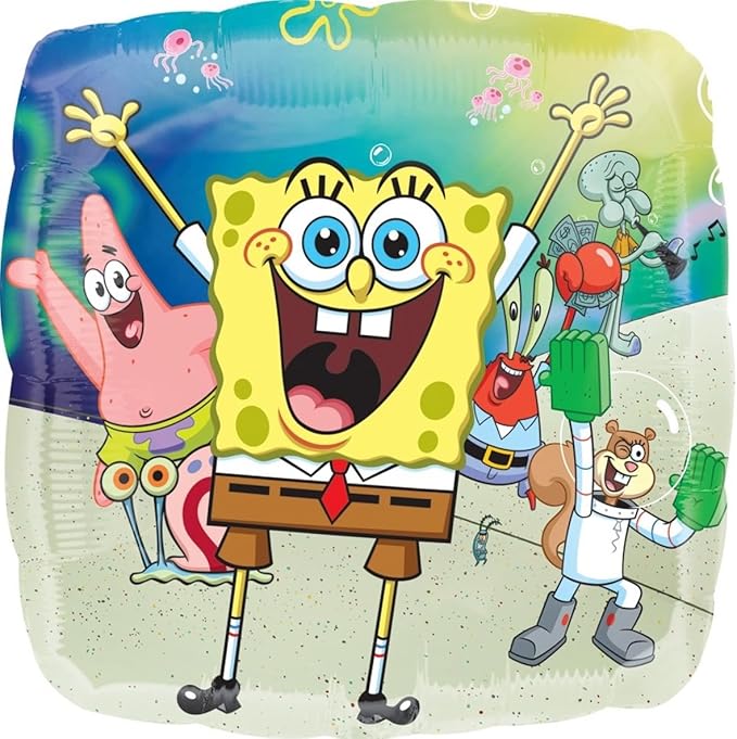 Spongebob's Birthday Party Supplies 7pc Foil Balloon Bouquet Decorations