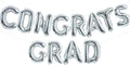 TONIFUL 2026 Congrats Grad Balloons - 16 Inch Silver Congrats Foil Balloons Banner Reusable Material for Graduation Party Graduate Congratulations 2026 Congrats Grad Decorations