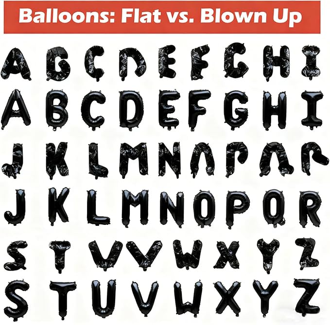 36 Pcs Black Letter Balloons, Custom A-Z Set for Personalizing Names & Phrases Party Supplies Banners - with 1 Set ABEILMNOPS for Wedding/Birthdays/Annivs/Grads Party Decoration Banner Custom Phrase