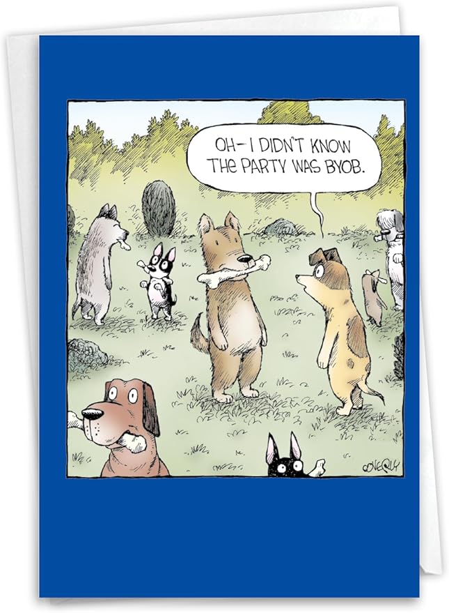 NobleWorks Funny Birthday Greeting Card with 5 x 7 Inch Envelope (1 Card) Bday Dog Party C11078BDG