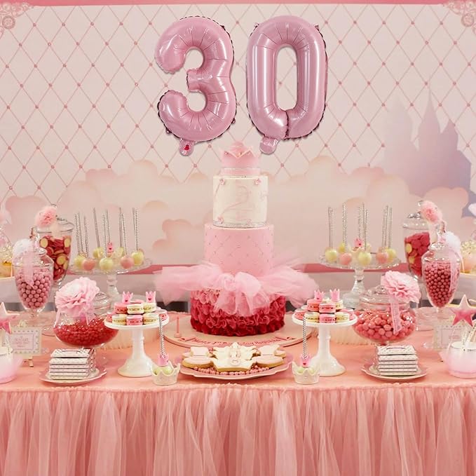 TONIFUL Balloons 16 Inch Pink 0-9 Number Mylar Foil Balloons 10 Pcs Custom digitalal Balloons for 2026 New Year Eve Birthday Party Engagement Graduations Anniversary Baby Shower