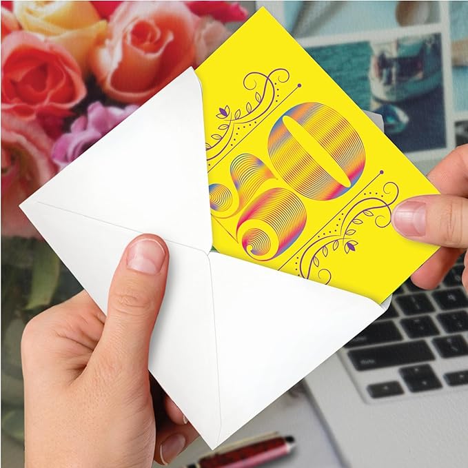NobleWorks - 50th Funny Card for Birthday - Milestone Bday of 50 Years, Celebrate and Congrats Notecard with Envelope - Fab Figures 50 C9458CMBG