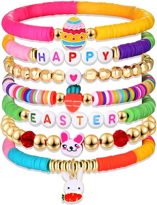 Surfer Heishi Bracelets for Women Stackable Rainbow Vinyl Disc Clay Beaded Stretch Bracelets Elastic Layering Friendship Bracelets Boho Summer Beach Jewelry