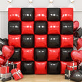 Black Red Square Foil Balloon Wall,25Pcs Double Sided Foil Balloons Backdrop Helium Tunnel Arch Garland Kit for Birthday New Year Eve Graduations Bridal Anniversary Party Decorations
