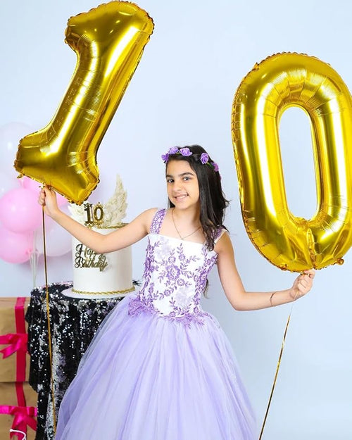 10 Balloon Number, Gold Number 10th Birthday Balloons 40 Inch, 10 Years Old Gold Birthday Decorations for Boys Girls, 10th Anniversary Decorations