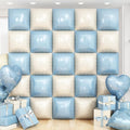 Blue White Square Foil Balloon Wall,25Pcs Double Sided Balloons Backdrop Helium Balloon Tunnel Arch Garland Kit for Birthday Bridal Anniversary Baby Shower Party Decorations
