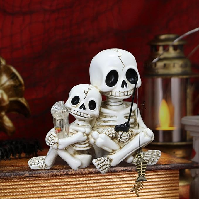 Halloween Skeleton Garden Statue Outdoor Halloween Decor, 2 Pack Gothic Decor Skeleton Plant Decorations for Pots, Cute Ghost Figurine Resin Sculpture for Desk Garden Patio Lawn Yard (D)