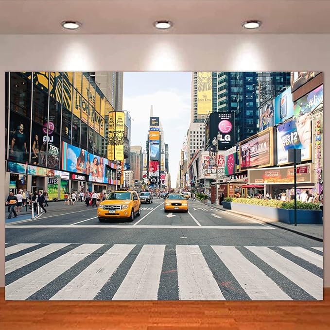 NYC Time Square Buildings Photo Backdrops Taxi New York Fashion Street Party Photography Background Adult Portrait Studio Booth Props Banner 9x6ft