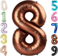 40 Inch Number 8 Balloon, Coffee Brown 8 18 28 80 Birthday Balloons for Men Boys, 8th Birthday Decorations Party Supplies, Wedding, Graduations