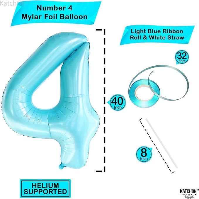 Giant Light Blue 0 Balloon Number - 40 Inch | 0 Foil Balloon | Light Blue Zero for Ocean Theme Birthday Party Supplies | 0 Mylar Light Blue Number | Zero Mylar Birthday decorations