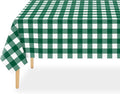 QIKSION Green Gingham Tablecloth Disposable 6 Pack, 54 x 108 Inch Green and White Checkered Table Cloth for Camping, Birthday, Masters Golf Party Supplies, Rectangle, Plastic Table Cover