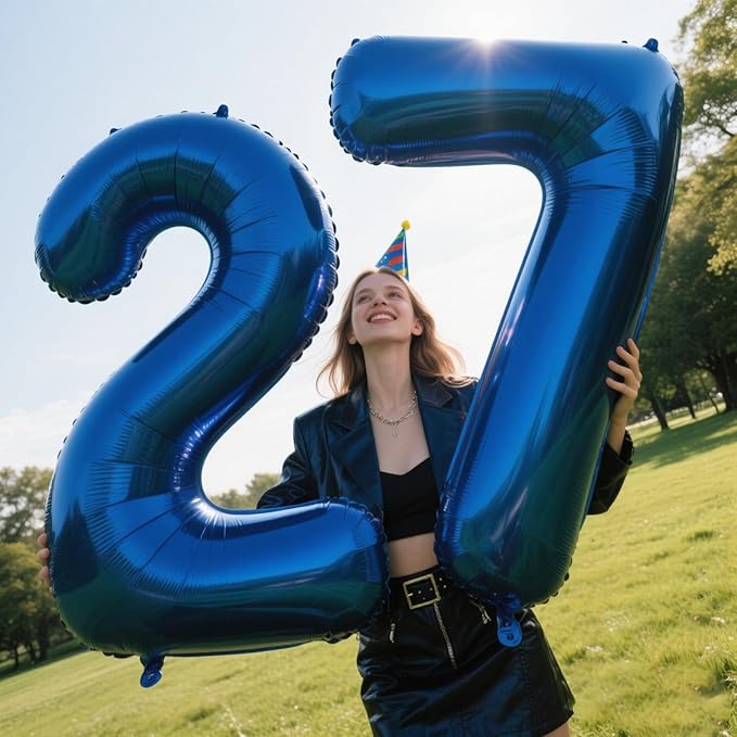 40 Inch Giant Navy Blue Number 2nd Birthday Decorations Balloon Numbers 12th 20th 21st Birthday, Baby Shower, Photo Backdrop Props Graduation Party Decor