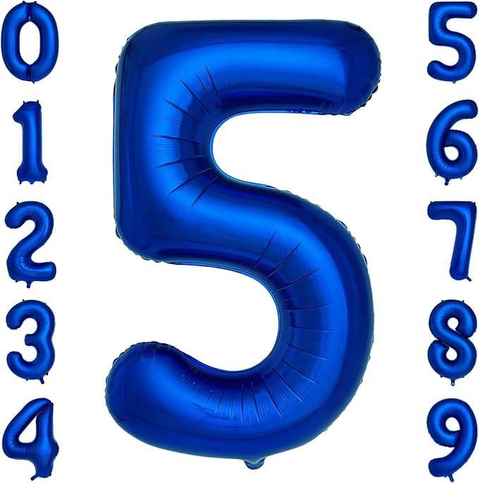 Navy Blue Number 5 Balloons 40 Inch Large Dark Blue Helium Foil Balloons for Birthday Party 2024 Graduation Decorations Anniversary Celebrations (Number 5)