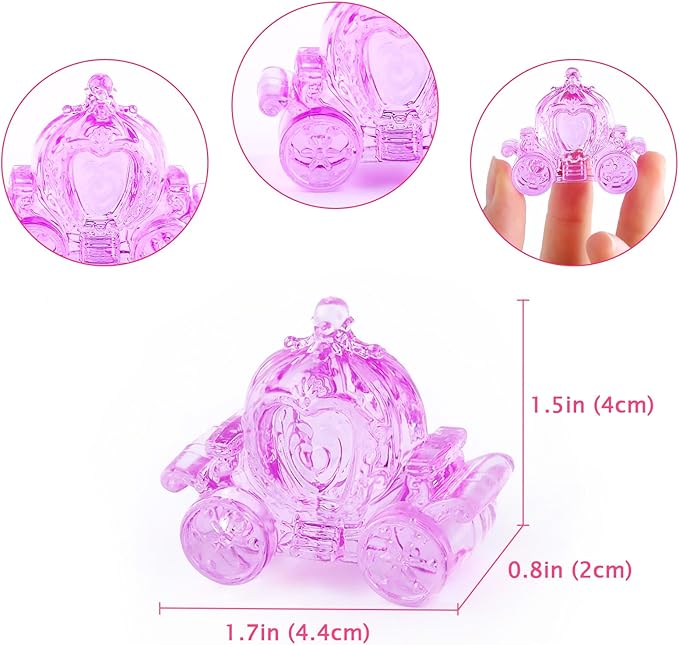 Niceup 33pcs Princess Pumpkin Carriage Figurines 1.7in Acrylic Crystal Princess Diving Toys for Party Favors Pinata Fillers Decorations Cupcake Toppers Girls Craft Trinkets Candy Table Decors