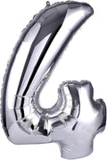40 Inch Large Foil Helium Number Balloon Birthday Wedding Party 0-9 (Silver, 4)
