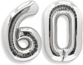 AULE 40 Inch Jumbo Silver Foil Mylar Number Balloons for Men Women 60th Birthday Party Decorations 60 Years Old Anniversary Party Supplies