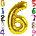 40 Inch Gold Number 6 Balloon, Giant 6 Number Balloons for 6th Birthday Decorations, Party Supplies for Baby Boy Girl, Gold Party Decor