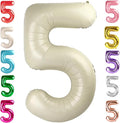 Balloon Numbers 40 Inch 5 Ballon for 5th Birthday Decorations, 15 25 35 50 Big Cream White Number Balloons for Wedding Photo Shoot Party Decor