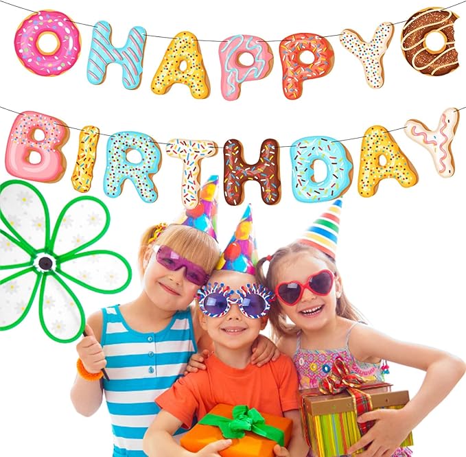 Donut Happy Birthday Banner Donut Party Decorations Donut Theme Birthday Party Kids Birthday Baby Shower Wall Decoration