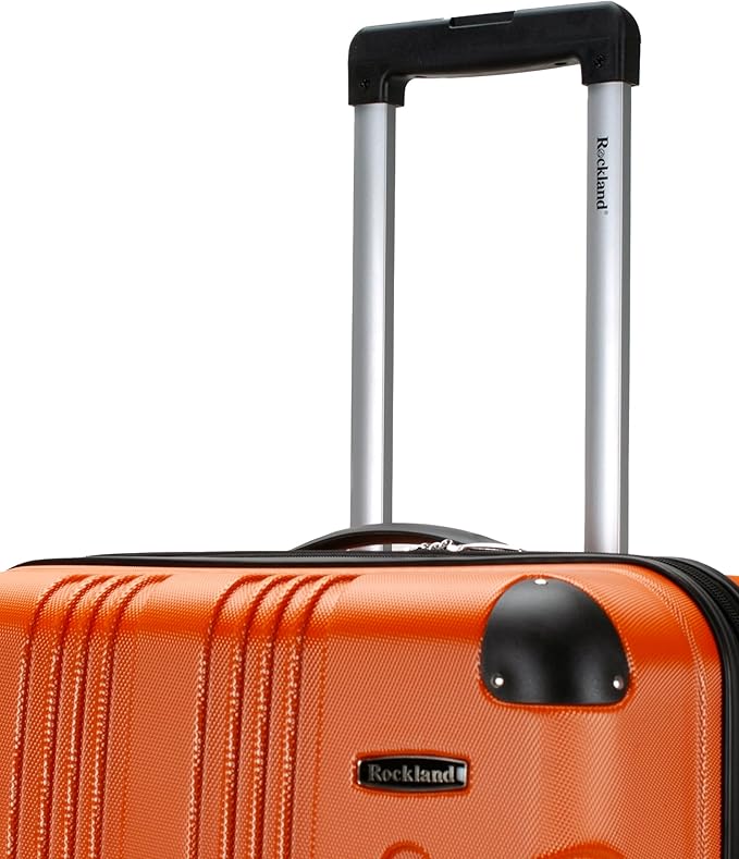 Rockland London Hardside Expandable Spinner Wheel Luggage, Checked Large 28", Orange