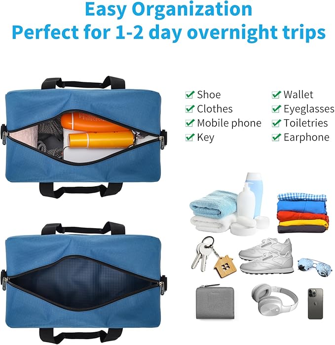 Apenze Small Gym Bag 14 inch lightweight Carry On Mini Duffel Bag for Travel Sport - Blue